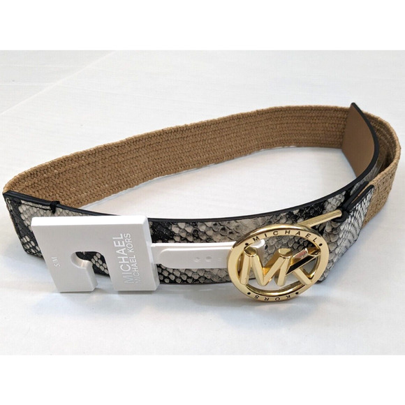 Michael Kors Women Size S/M Snake Skin Stretch Braided Synthetic Belt MSRP $68 - Picture 1 of 6